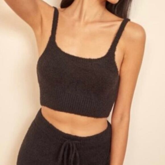 Reformation Black Fuzzy Knit Crop Top size XS - Picture 4 of 12